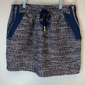 48.Color Block| Wool Tweed cotton blend|Size 38(EU)| Mini Skirt| Pockets